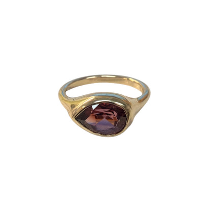 Sideways Pear Rhodolite Ring