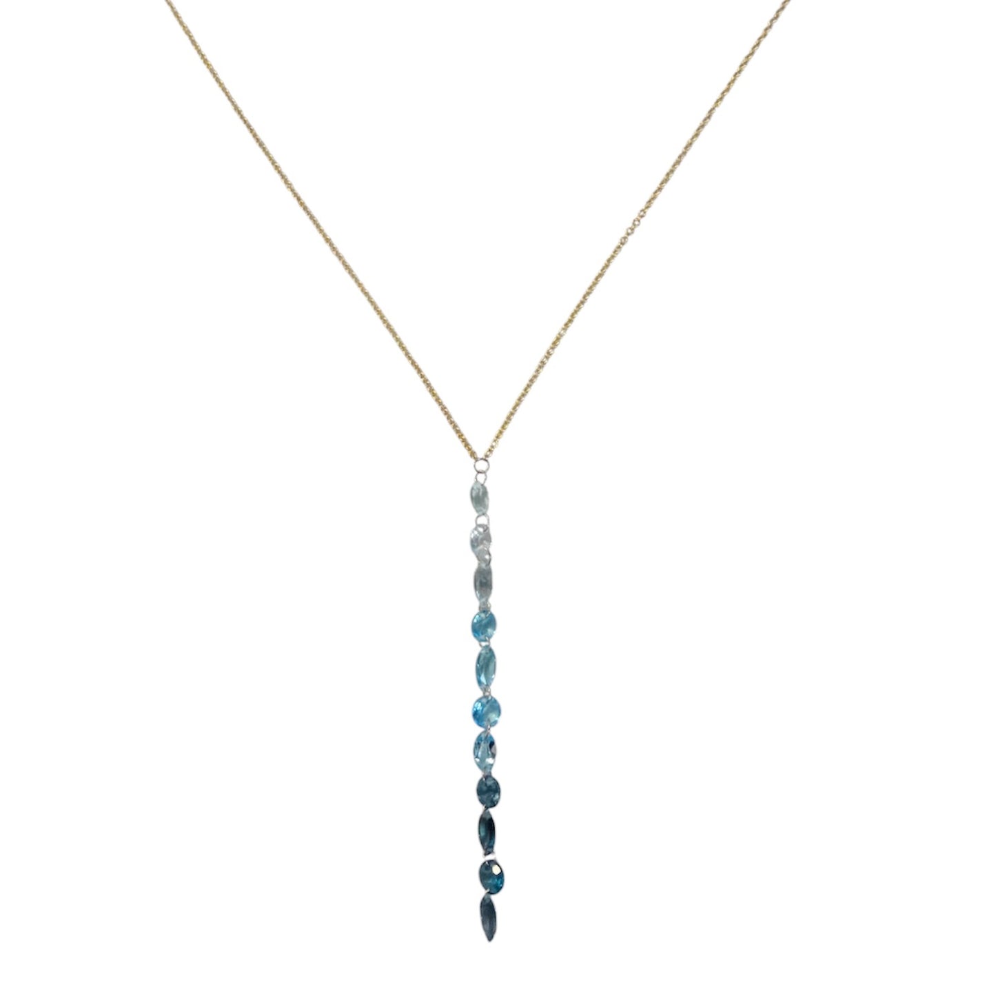 Ombre Blue Topaz Lariat Necklace