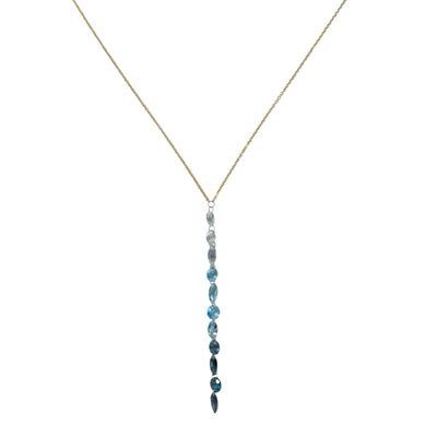 Ombre Blue Topaz Lariat Necklace