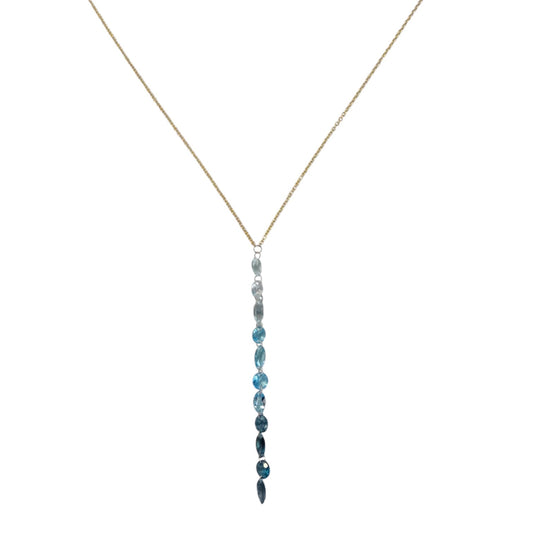 Ombre Blue Topaz Lariat Necklace