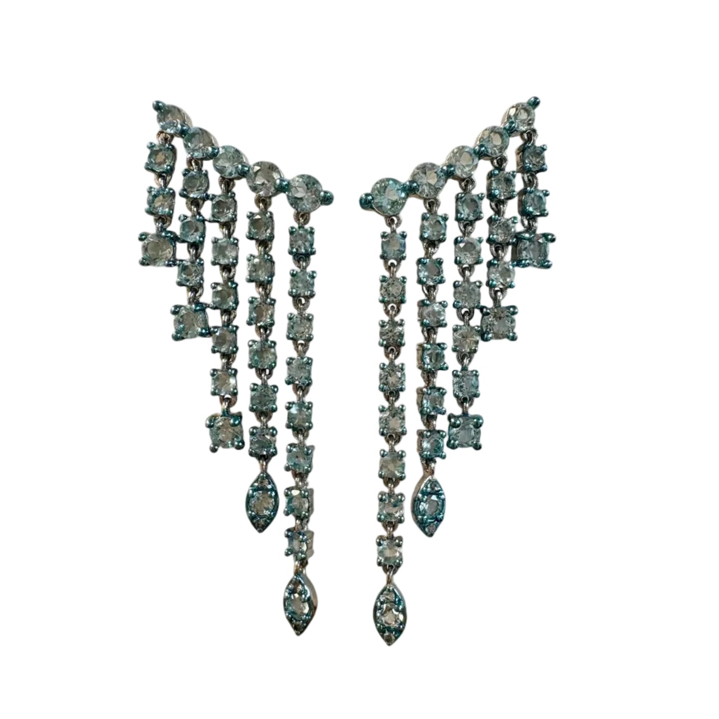 Silver & Blue Topaz Tiered Drop Dangle Earrings
