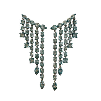 Silver & Blue Topaz Tiered Drop Dangle Earrings