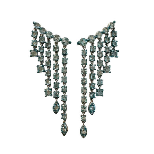 Silver & Blue Topaz Tiered Drop Dangle Earrings