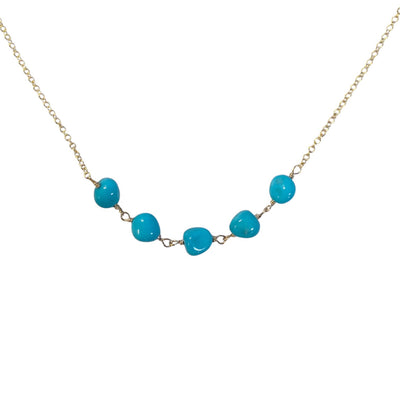 Wire Wrapped Five Stone Turquoise Necklace