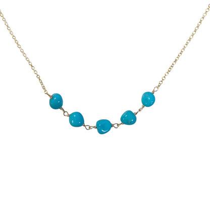 Wire Wrapped Five Stone Turquoise Necklace