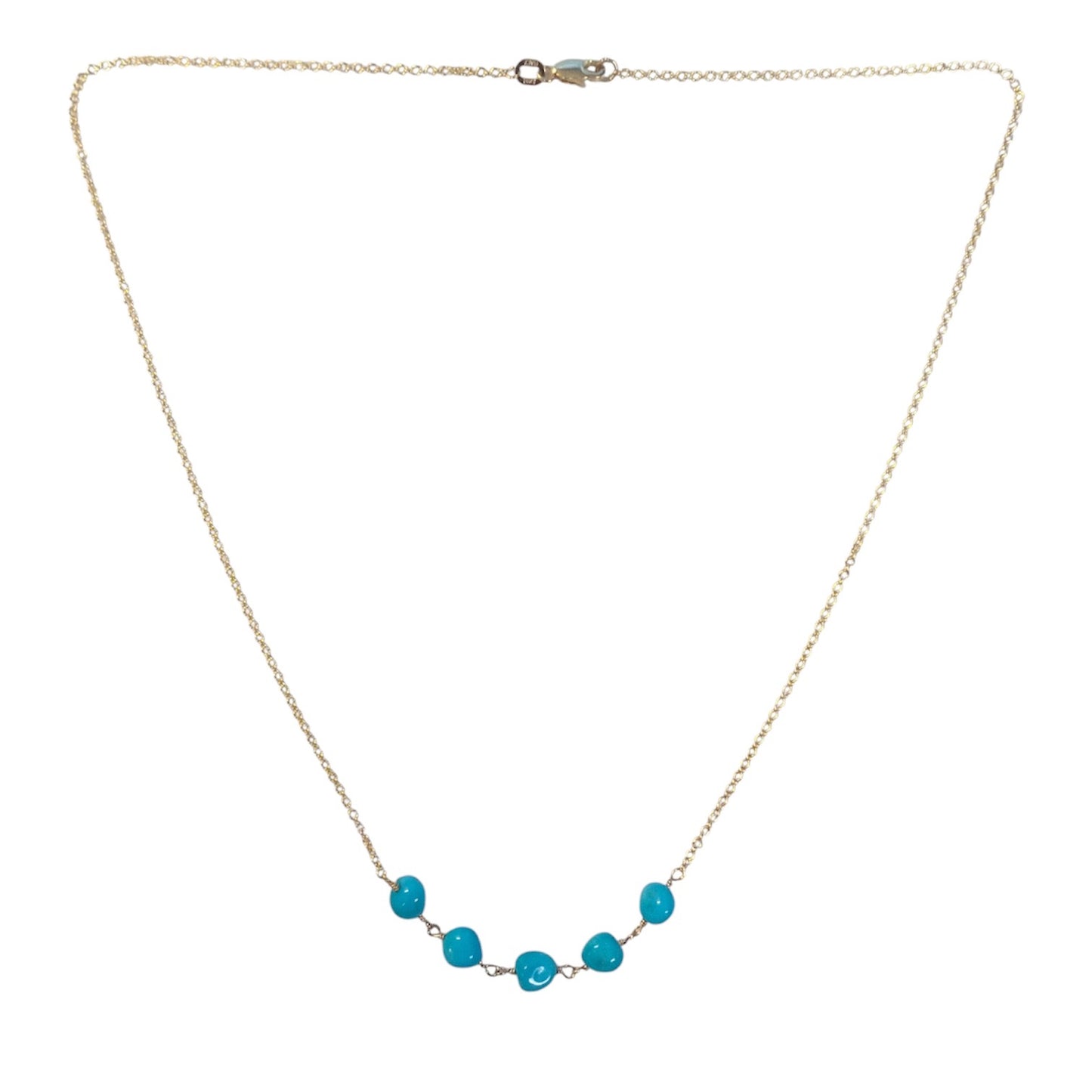 Wire Wrapped Five Stone Turquoise Necklace