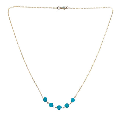 Wire Wrapped Five Stone Turquoise Necklace
