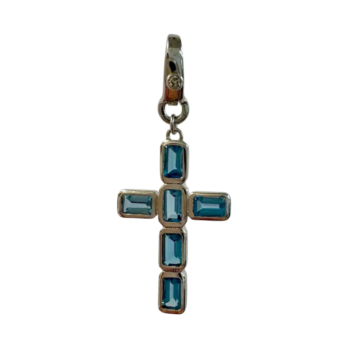 London Blue Topaz Sterling Silver Cross Charm