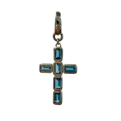 London Blue Topaz Sterling Silver Cross Charm