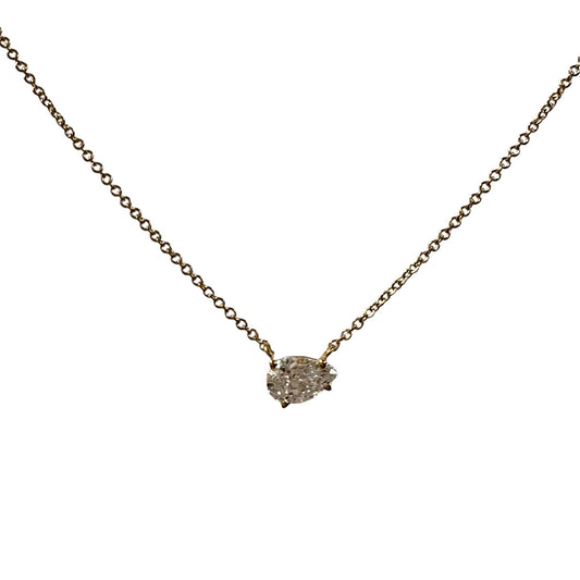 East-West Pear Lab Diamond Necklace