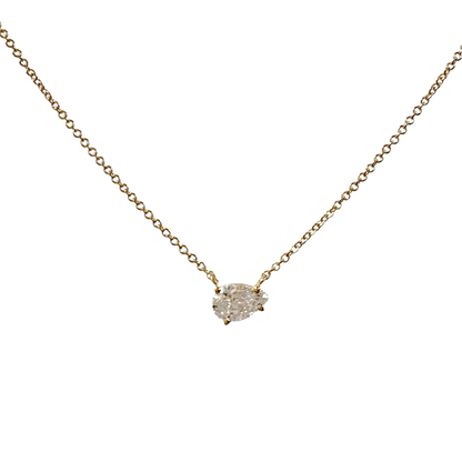 East-West Pear Lab Diamond Necklace