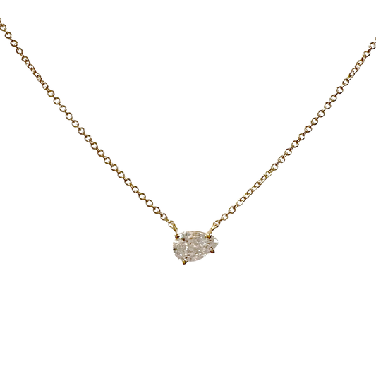 East-West Pear Lab Diamond Necklace