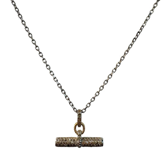 Mixed Metal Pave Diamond Toggle Necklace