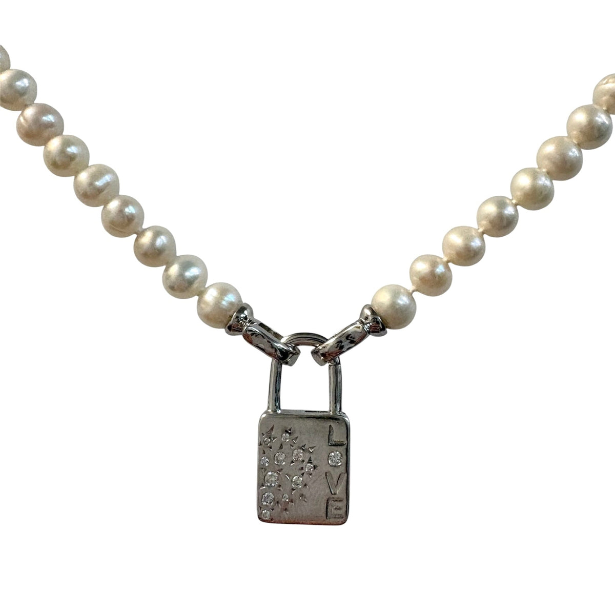 Silver Open Ends White Pearl Necklace