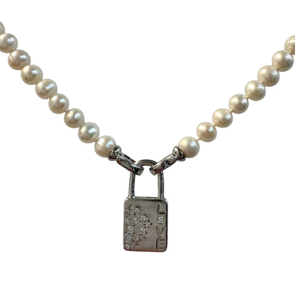 Silver Open Ends White Pearl Necklace