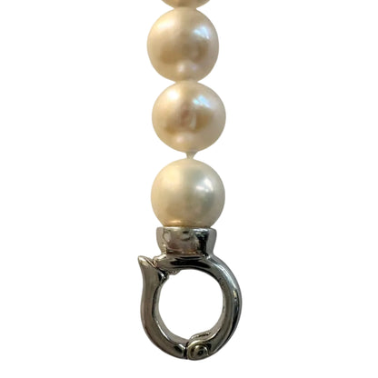 Silver Open Ends White Pearl Necklace