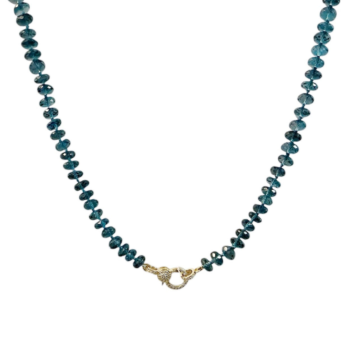 London Blue Topaz Necklace with Diamond Clasp