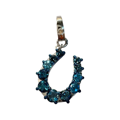 London Blue Topaz & Silver Horseshoe Pendant