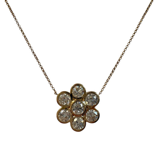 Bezel Set Daisy Lab Diamond Necklace