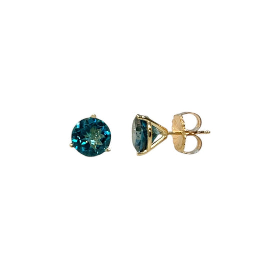 London Blue Topaz Gold Stud Earrings