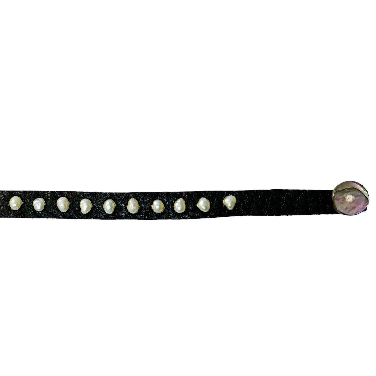 Pearl Black Leather Bracelet