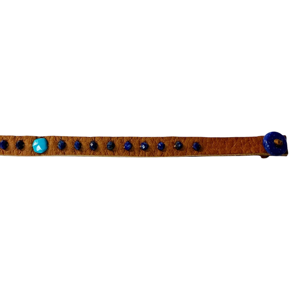 Lapis and Turquoise Leather Bracelet