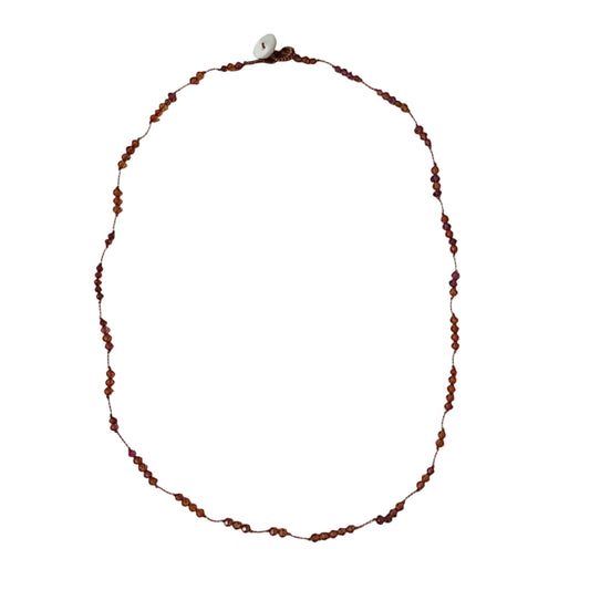 Hessonite & Pink Garnet Knotted Necklace