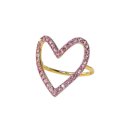 Pink Sapphire Open Heart Ring