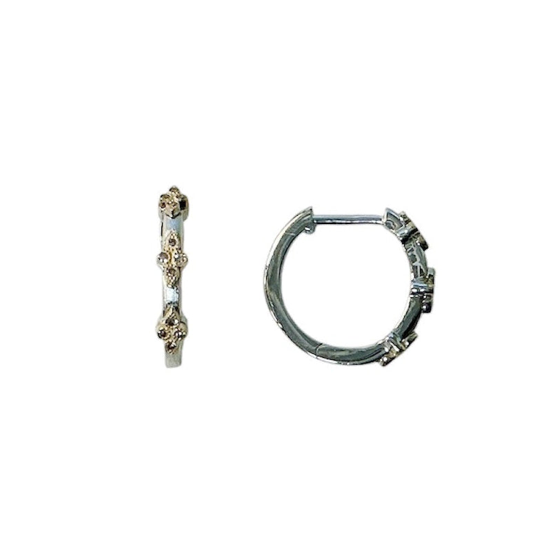 Mixed Metal Diamond Quad Huggies