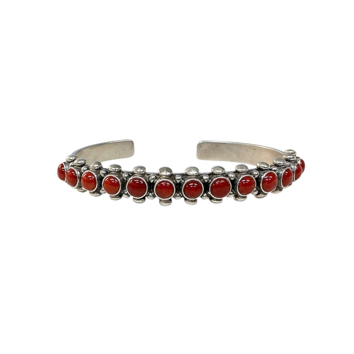 Round Coral Row Cuff Bracelet
