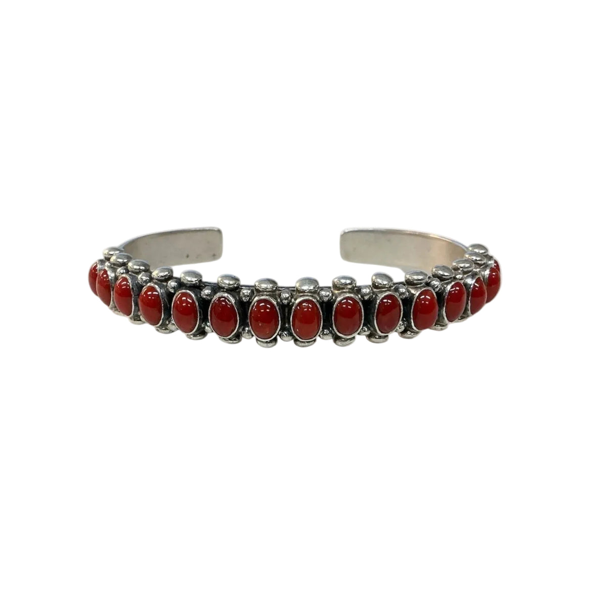 Oval Coral Row Cuff Bracelet