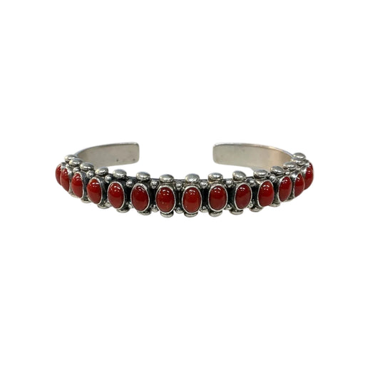 Oval Coral Row Cuff Bracelet