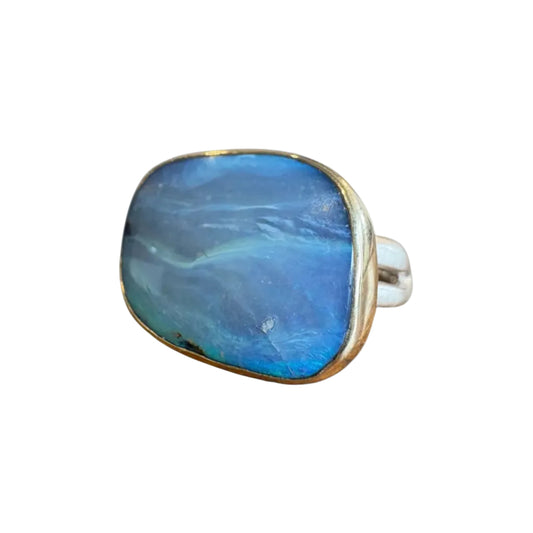 Mixed Metal Australian Boulder Opal Ring