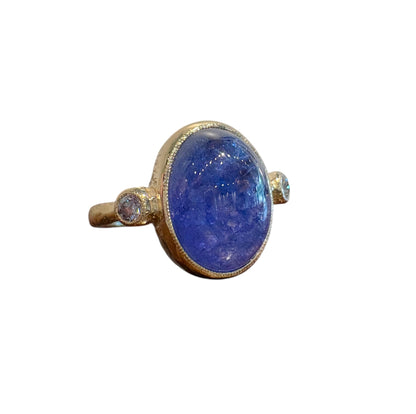 Tanzanite & Diamond Textured Ring