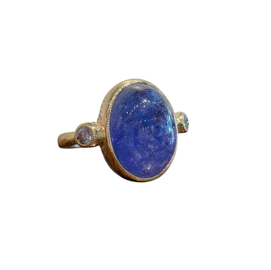 Tanzanite & Diamond Textured Ring