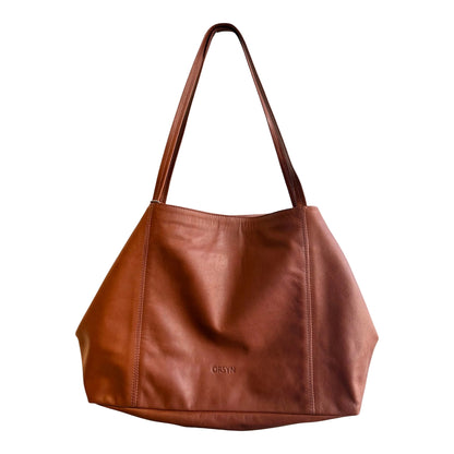 Mahogany Aniline Leather Makena Tote Bag