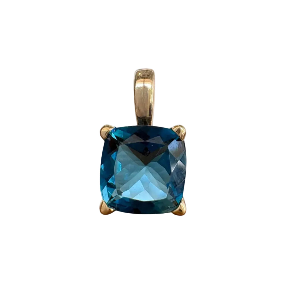 Cushion Cut London Blue Topaz Pendant