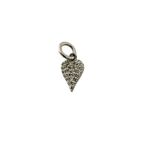Petite White Gold Diamond Pave Heart Pendant