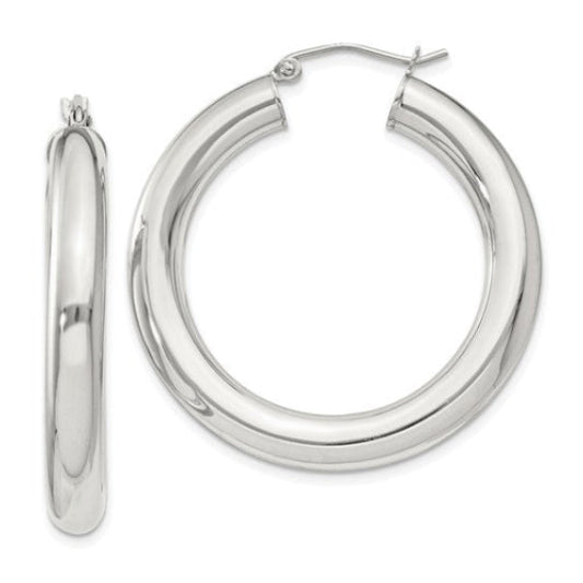37mm Sterling Silver Tube Hoops