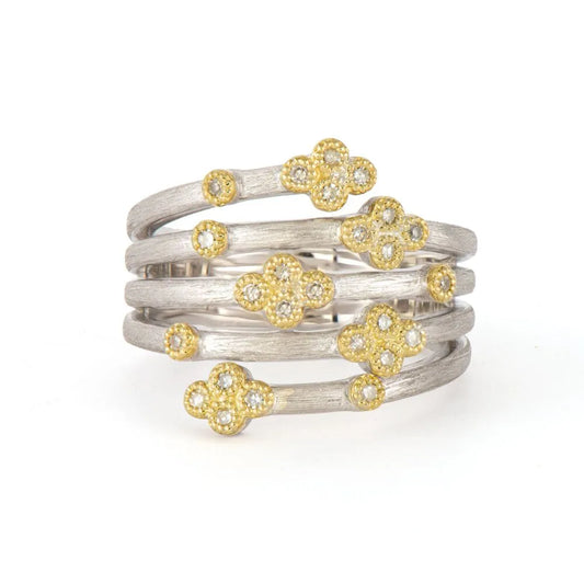 Mixed Metal Five Row Ring with Diamonds