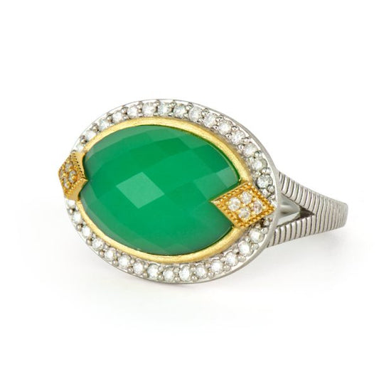 Lisse Oval Mixed Metal Chrysoprase Ring