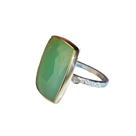 Chrysoprase Mixed Metal Ring