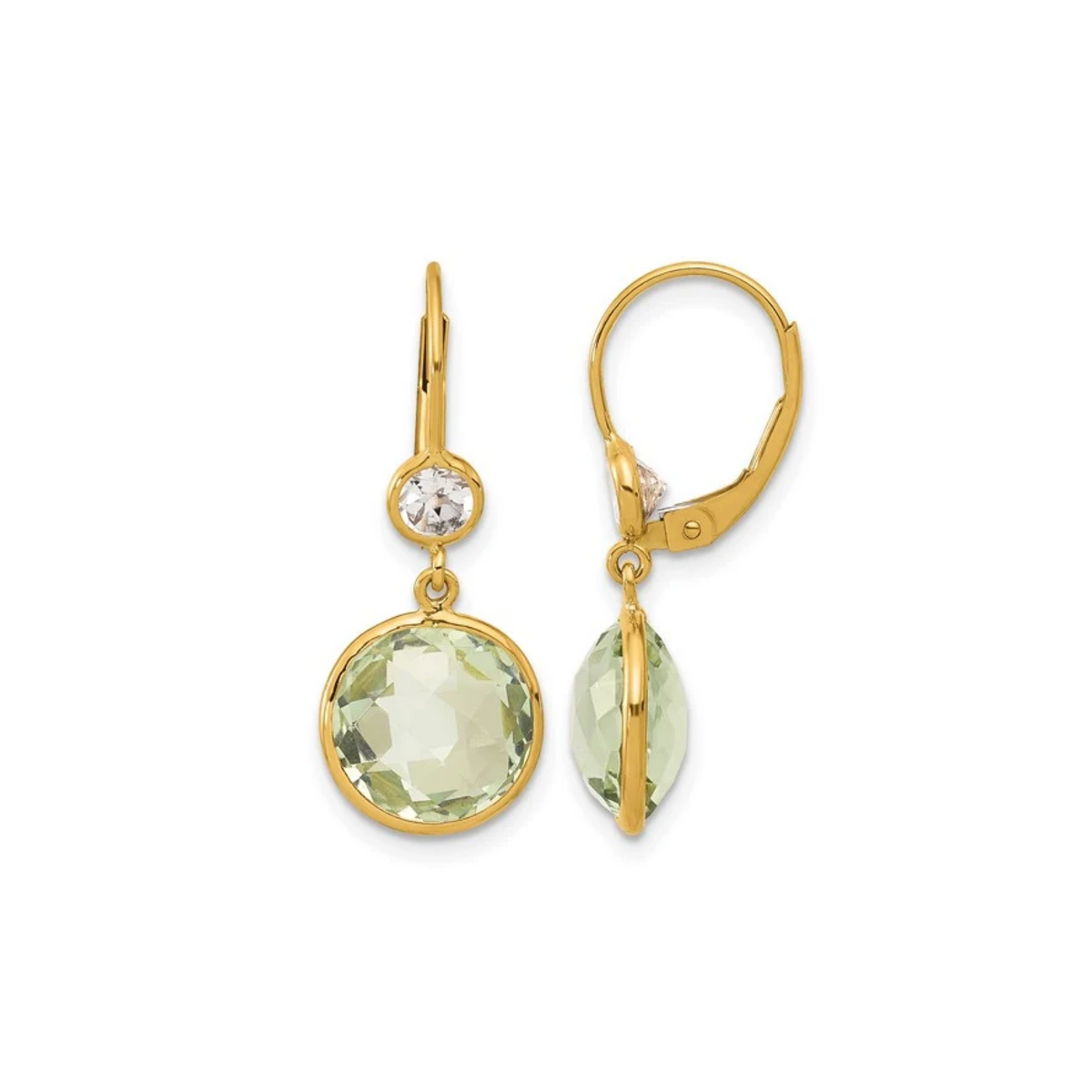 Green Quartz and White Topaz Dangle Earrings