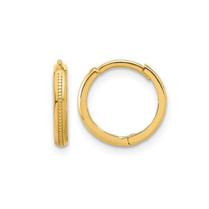 Thin Textured Gold Huggie Earrings