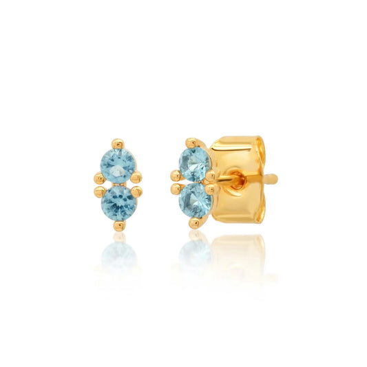 Aqua Double CZ Studs