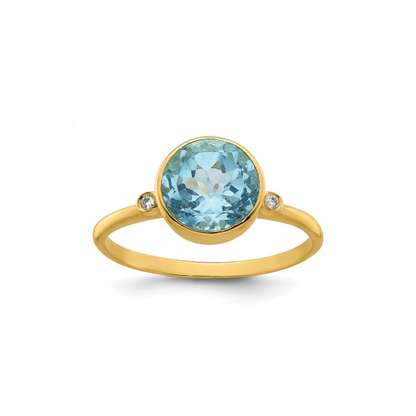 Blue Topaz & Diamond Ring