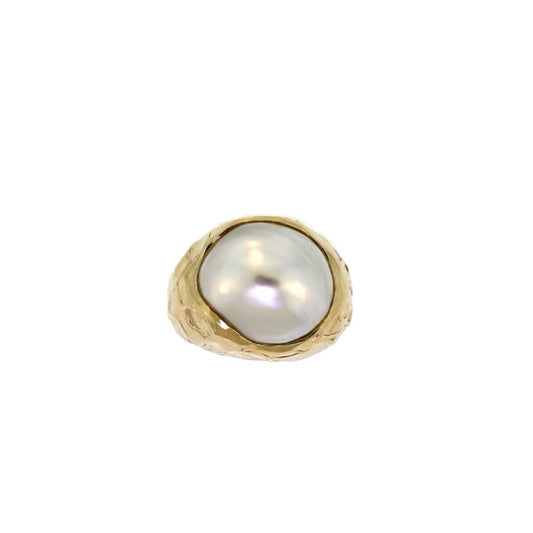 Pearl & Gold Hammered Ring