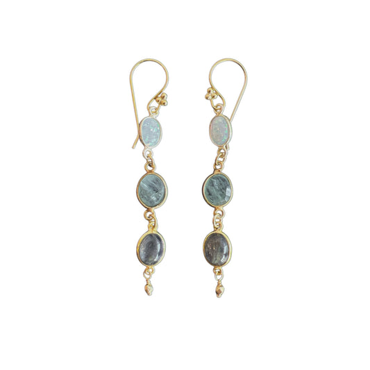 Long Mixed Stone Vermeil Earrings