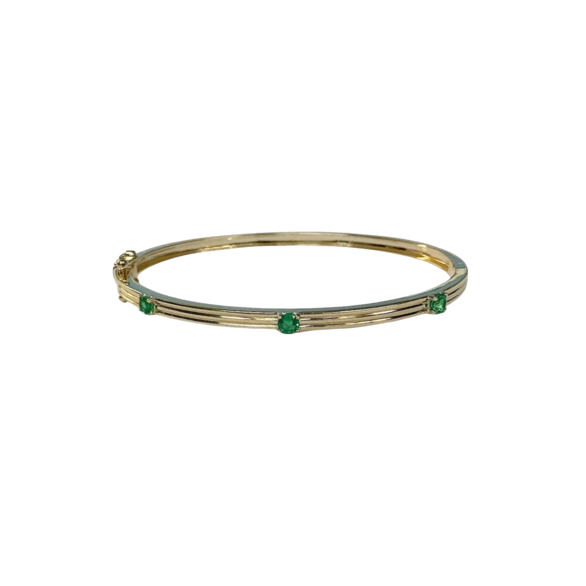 Emerald Hinged Bangle Bracelet