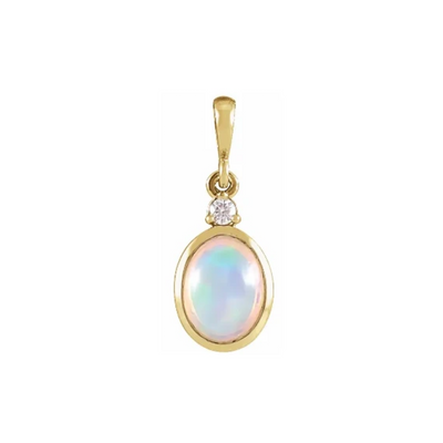 Ethiopian Opal & Diamond Bezel Pendant